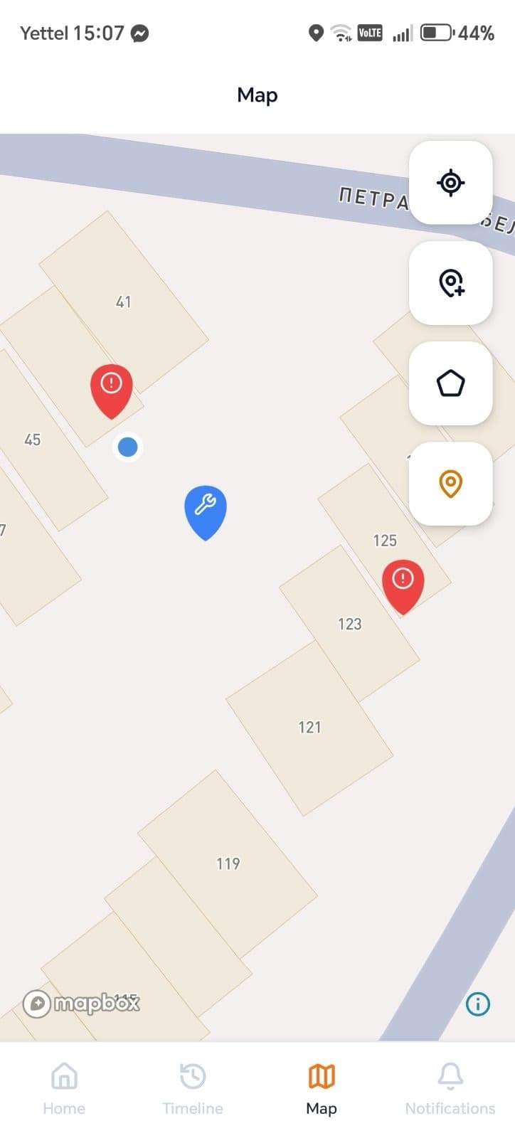Memoza Map View screen