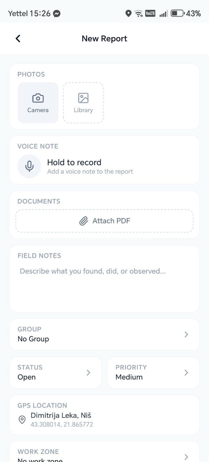 Memoza report details screen